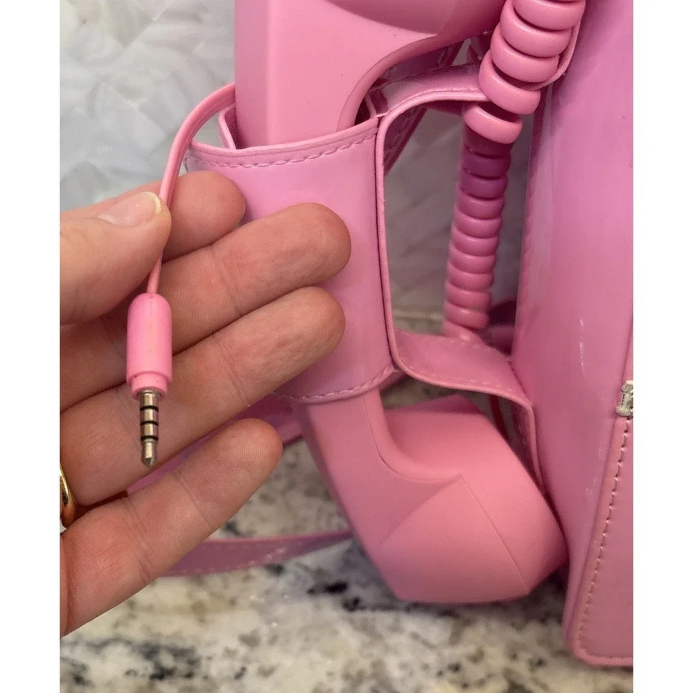 Women‎ Rotary Telephone Shaped Handbag Purse Retro Look Pink Phone Shoulder Bags